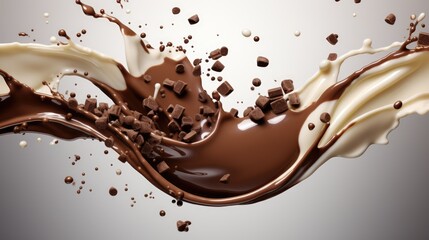 Chocolate and milk textured tasty background splashes