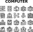 © vectorwin - repair computer pc service icons set vector. hardware technician, support technology, engineer maintenance, motherboard laptop repair computer pc service black contour illustrations