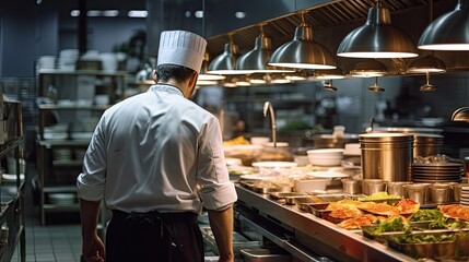 Wall Mural - chef on commercial kitchen