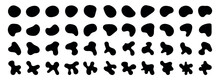 Shape Set, Random Blobs Print. Black Form Abstract Style Design Simple Rounded