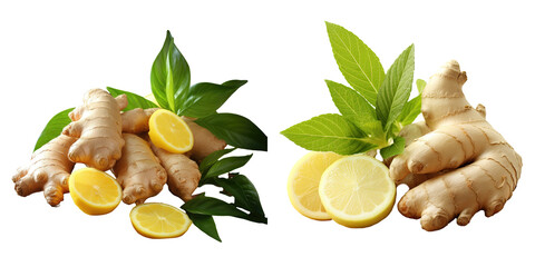 Wall Mural - Fresh ginger on transparent background