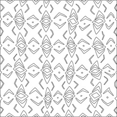 White background with black pattern. Texture with figures from lines.Line shape design.Abstract background for web page, textures, card, poster, fabric, textile. Monochrome graphic repeating design. 