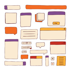 dialog boxes old. Retro pc elements, user interface, operating system, windows, icons in trendy retro style. old computer ui elements dialog boxes vector set. Illustration 90s. Vector illustration
