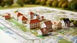 © mattegg - A detailed model of a city with miniature houses on a map