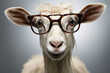 © Jean Isard - A photo of a serious goat in glasses . crazy or funny shot .