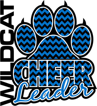 chevron wildcat cheerleader team design with paw print for school, college or league sports