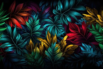 Wall Mural - Tropical Delightful Dreams A Multicolor Floral Oasis Floral Carnival Celebration Multicolor Tropical Flowers Shine