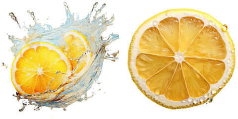 Wall Mural - Carbonated water with lemon slice transparent background