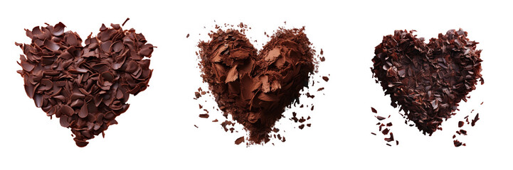 Sticker - Heart shaped dark chocolate shavings on a transparent background