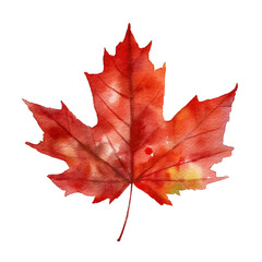 red maple leaf isolated on white background. watercolor illustration created with generative ai tech