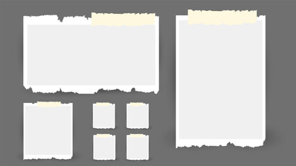 Set of torn ripped paper sheets texture  isolated on gray background ,  Flat Modern design , Illustration Vector  EPS 10