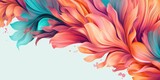 Fototapeta Kwiaty - beautiful abstract teal pink orange pencil drawing floral design background. beautiful Generative AI AIG32