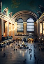 Grand Central Station: A Timeless Icon Of New York City" - This Iconic Beaux-Arts Masterpiece Serves As The Bustling Heart Of Transportation In NYC