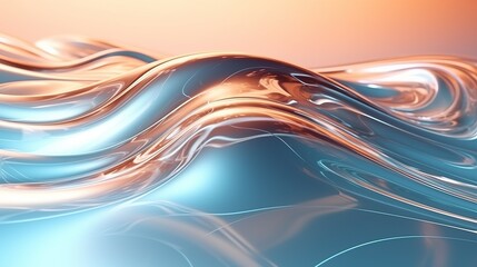 Sticker - Abstract Blue Wave Background with Dynamic Flow and Futuristic Design