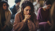 © Bipul Kumar - there is a woman sitting in a group of people praying Generative AI