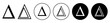 delta symbol set. greek letter delta vector symbol in black filled and outlined style.