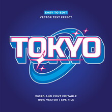 Tokyo Japan Y2k Streetwear Colorful Slogan Typography Editable Text Effect 3d Cartoon Template Style Premium Vector