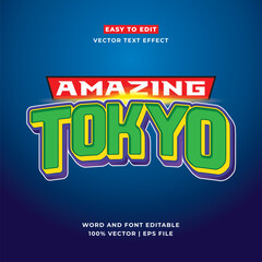 Wall Mural - tokyo japan y2k streetwear colorful slogan typography editable text effect 3d cartoon template style