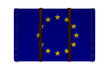 Digital png illustration of european union symbol on suitcase on transparent background