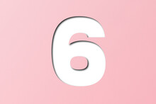 Pink Confetti Font Number 6 Isolated On Transparent Background.