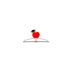 Poster - Apple on book icon isolated on white background