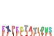 © vectorfusionart - Digital png illustration of hands holding expectations text on transparent background