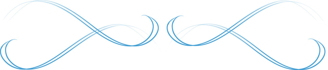 Digital png illustration of blue curvilinear lines on transparent background