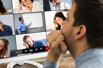 Wall Mural - Bored Employee In Video Conference