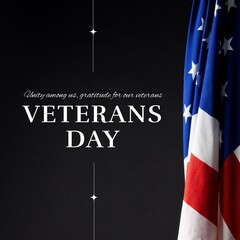 Composite of veterans day text over flag of usa on blue background