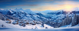 Fototapeta  - Alps ski resort winter village landscape.