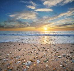 Wall Mural - Sunset on the beach. Nature landscape.