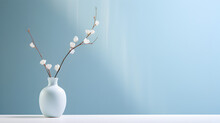 Wallpaper Background White Vase With Flowers Cherry Japanese Light Blue White
