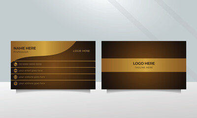 Poster - Innovative business card template with coffee and gold color combination.
