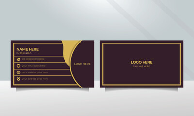 Poster - Elegant and lavish dark maroon name card design with gold print template.