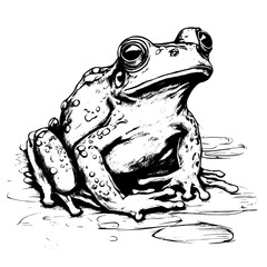 Wall Mural - frog vector animal illustration for design. Sketch tattoo design on white background