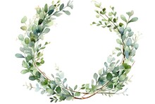 Card Print Painted Illustration B Leaves Chaplet Wreath Eucalyptus Watercolor Branch Floral Watercolor Design White Eucalyptus Or Background Isolated Hand Branch Fabric