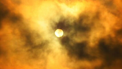 Wall Mural - the moon with misty orange clouds in the night sky, halloween feel