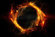 Frame Inferno Form Fire Hole Dynamic Gold Energy Fiery Background Fantasy Background Blaze Black Ring Fire Glow Flames Circle Abstract Bright Fractal Magic Burn Wheel Gold Circle Black Round Light