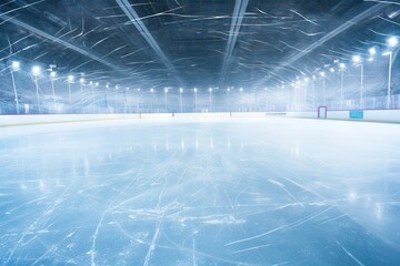 Wall Mural - freeze copy icy activity frosty cool frost blue empty rink ice arena design background colours Ice copy closeup texture crystal horizontal cold glasses clear hockey lei abstract skating space glac