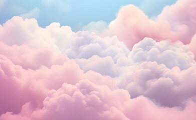 Wall Mural -  Pink and violet clouds in the sky stage fluffy cotton candy dream fantasy soft background.