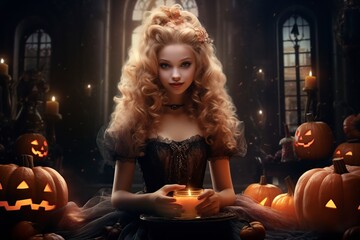 Wall Mural - beautiful halloween princess girl