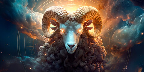 zodiac sign aries: symbol, ruling planet, personality traits. generative ai