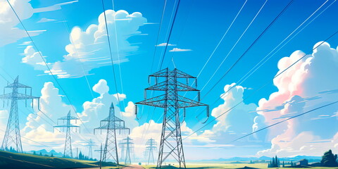 main power lines that transport energy from stations to consumers. generative ai