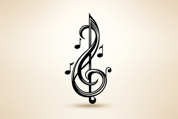 Aufkleber - A line art icon sticker of a musical note, emphasizing its shape and simplicity. Generative AI technology.