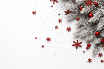 Leinwandbilder - Christmas gift box with white background top view  Generative AI technology.
