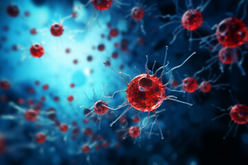 Aufkleber - Antigen-antibody reactions in the bloodstream Generative AI technology.