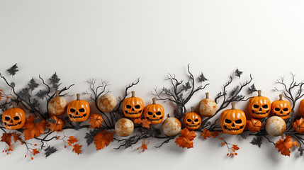 Aufkleber - Halloween spooky with white background top view Sale Banner  Generative AI technology.