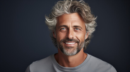 Wall Mural - Aging mature man with gray hair and happy smiling.