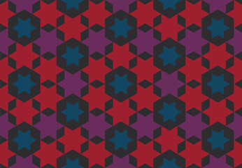 Wall Mural - seamless hexagon geometric pattern. six-pointed star abstract background, dark tones. texture design
