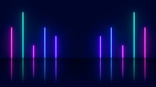 Abstract Background With Neon Lights Of Various Colors On Stage